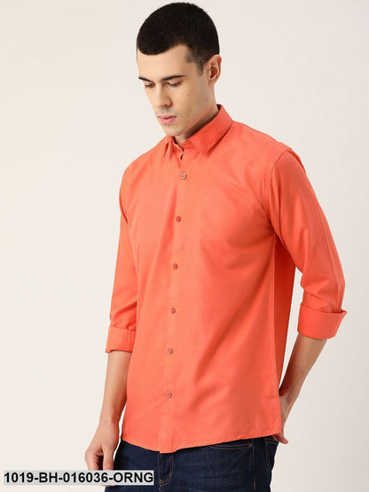 Men's Cotton Orange Casual Shirt