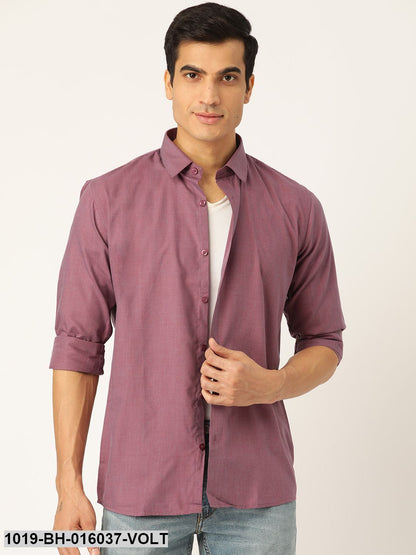 Men's Cotton Violet Casual Shirt