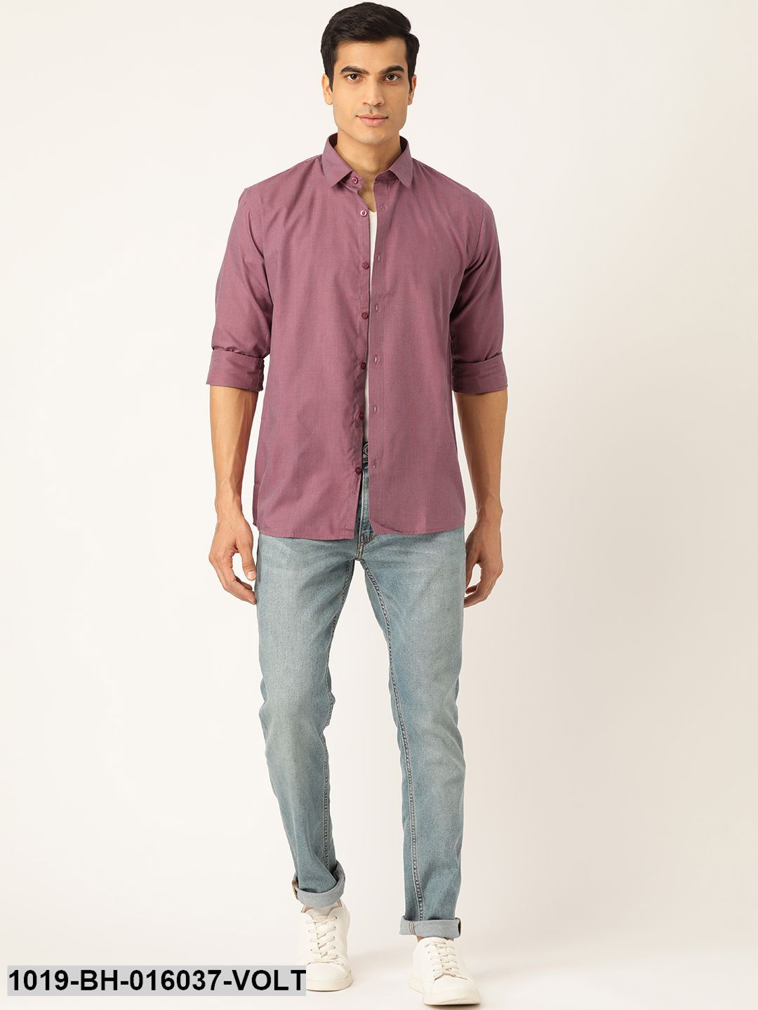 Men's Cotton Violet Casual Shirt