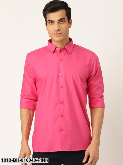 Men's Cotton Dark Pink Casual Shirt