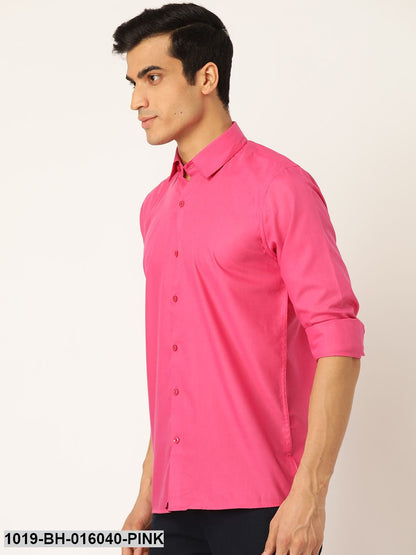 Men's Cotton Dark Pink Casual Shirt