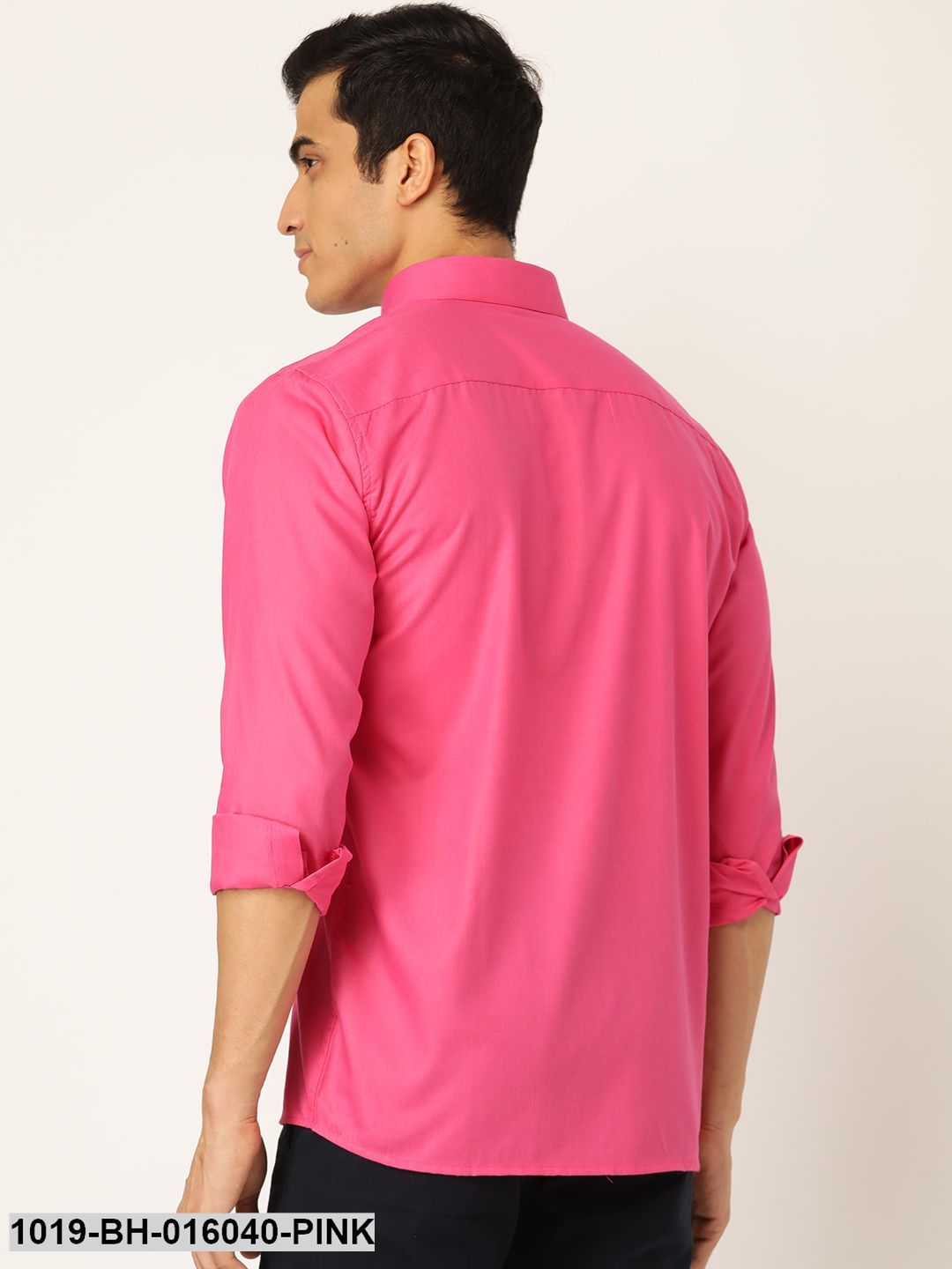 Men's Cotton Dark Pink Casual Shirt