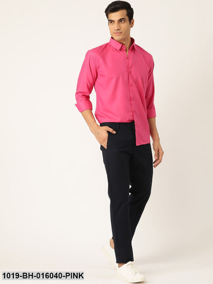 Men's Cotton Dark Pink Casual Shirt