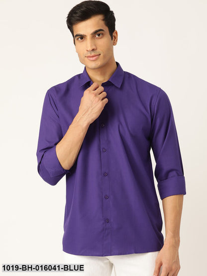 Men's Cotton Royal Blue Casual Shirt