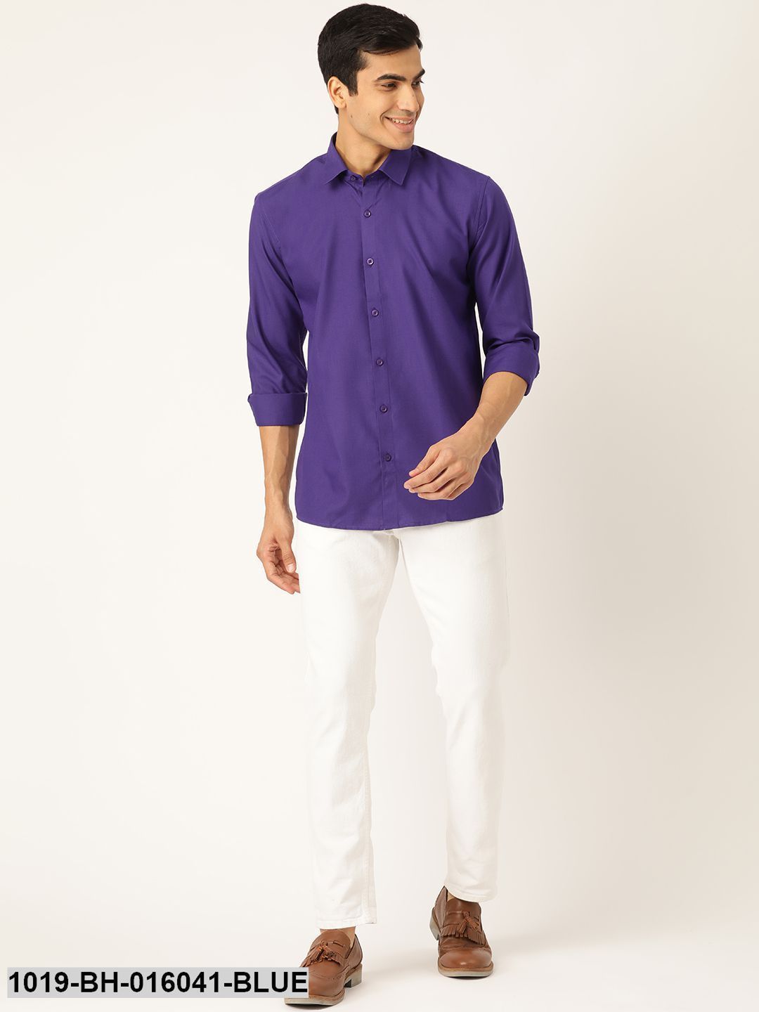 Men's Cotton Royal Blue Casual Shirt