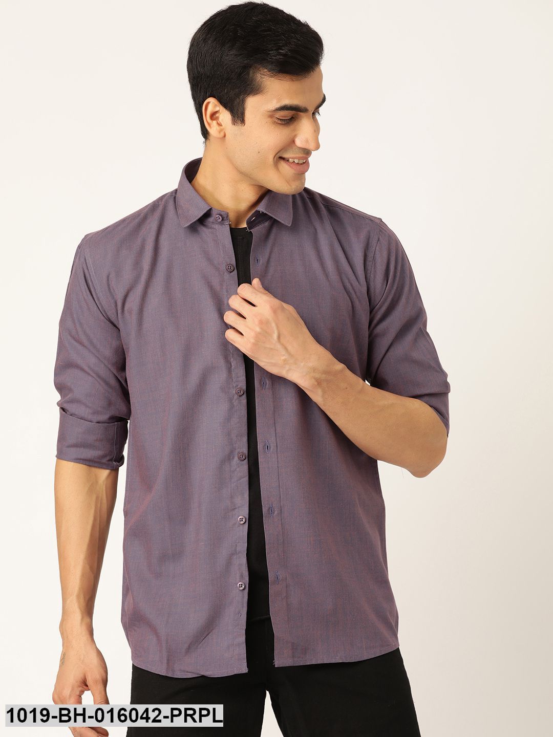 Men's Cotton Purple Casual Shirt