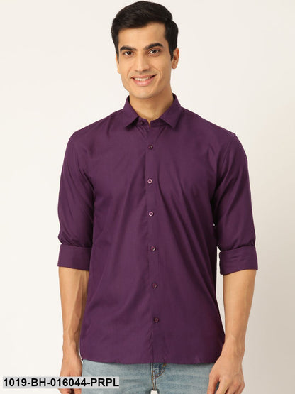 Men's Cotton Dark Purple Casual Shirt