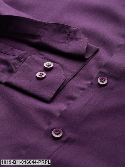 Men's Cotton Dark Purple Casual Shirt