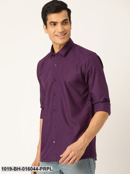 Men's Cotton Dark Purple Casual Shirt