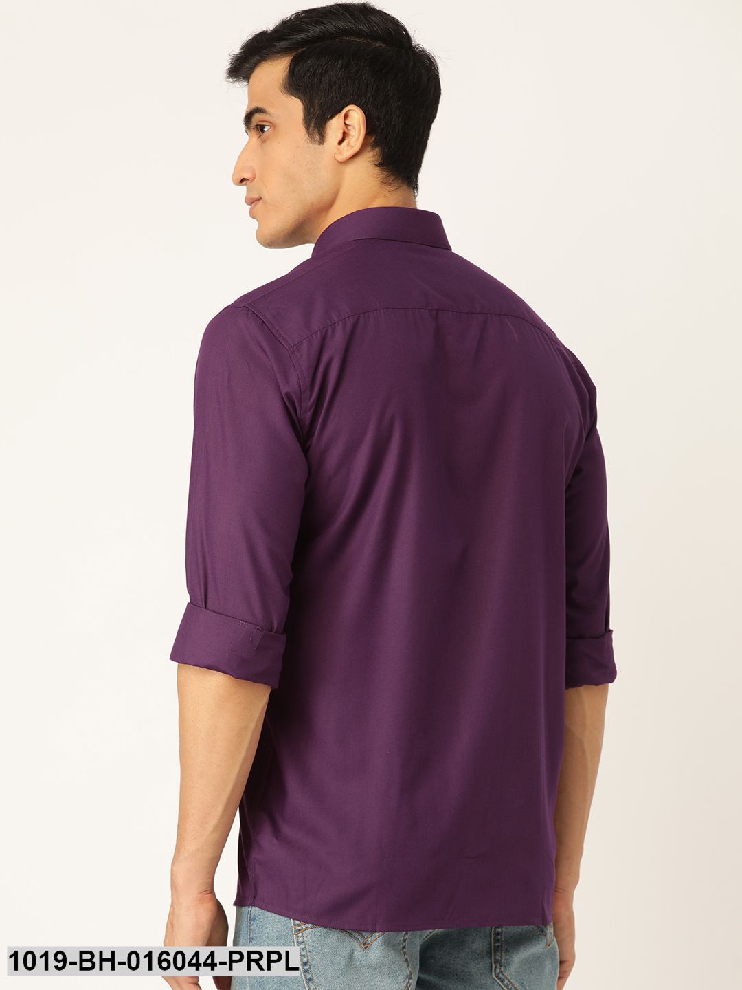 Men's Cotton Dark Purple Casual Shirt