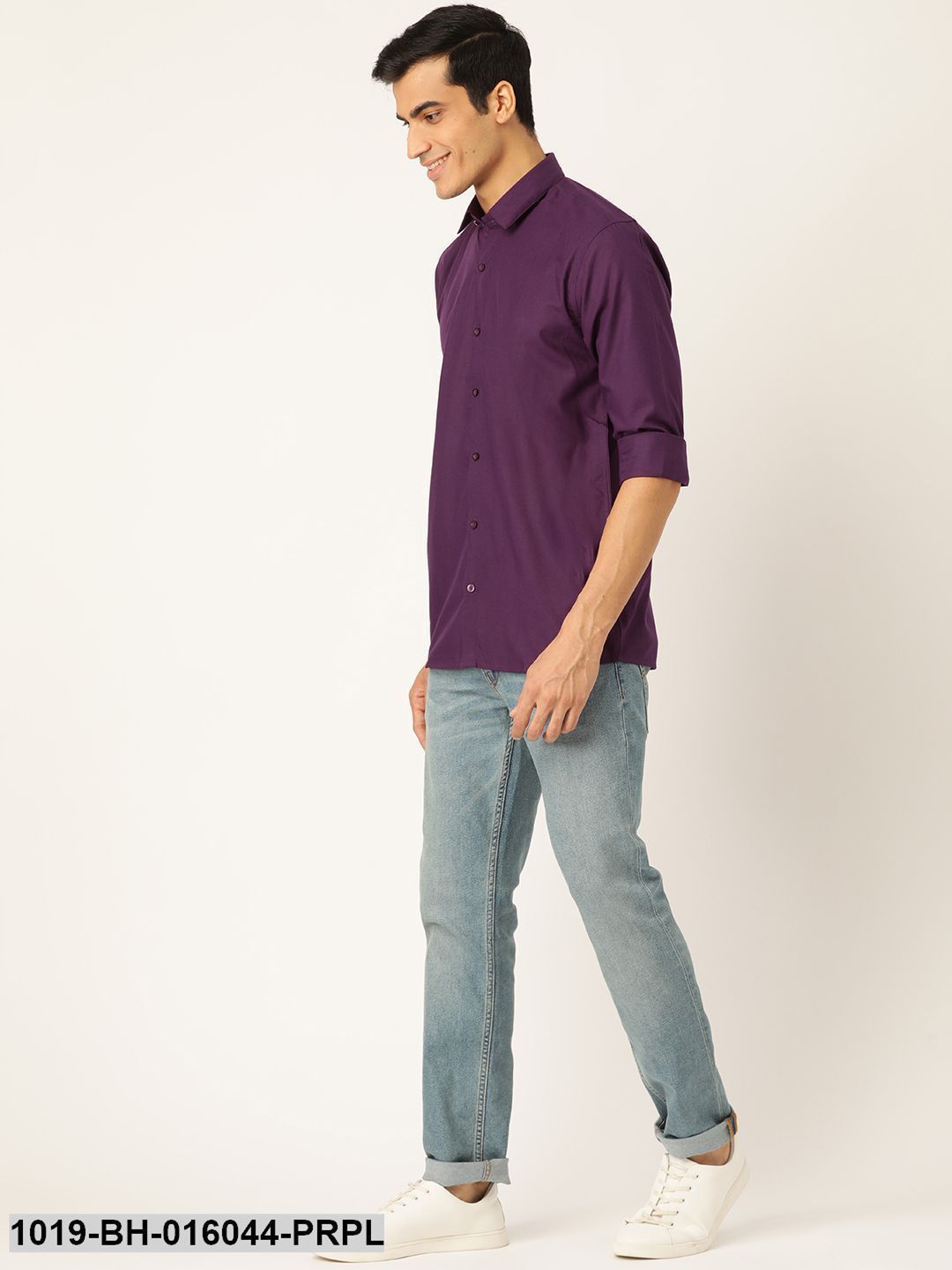 Men's Cotton Dark Purple Casual Shirt