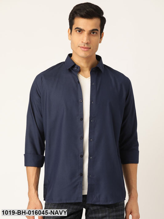 Men's Cotton Navy Blue Casual Shirt