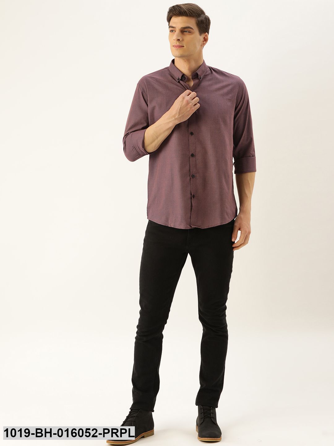 Men's Cotton Wine Casual Shirt