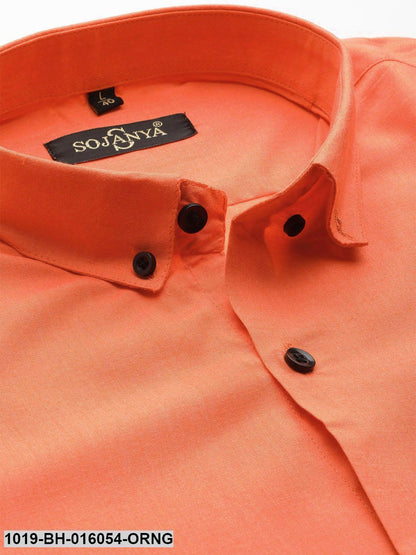 Men's Cotton Orange Casual Shirt