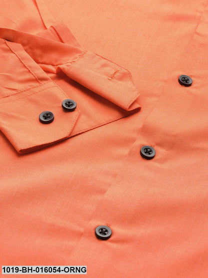 Men's Cotton Orange Casual Shirt