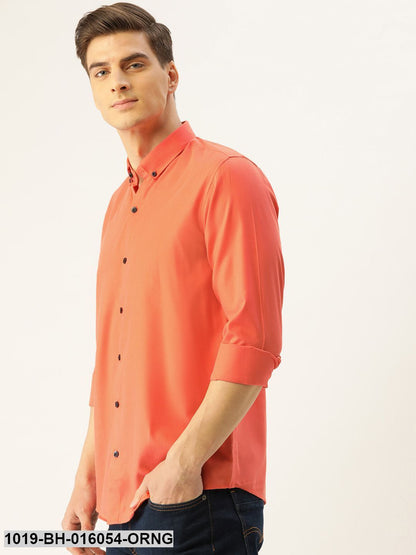 Men's Cotton Orange Casual Shirt