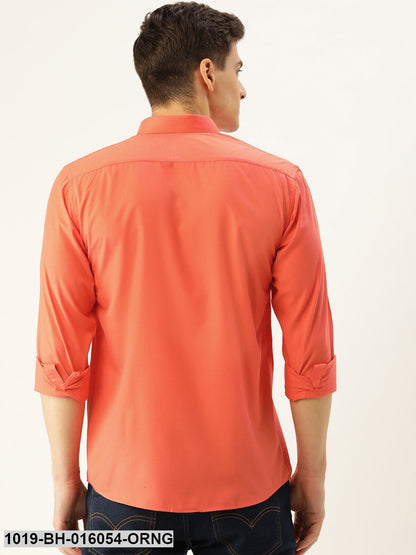 Men's Cotton Orange Casual Shirt