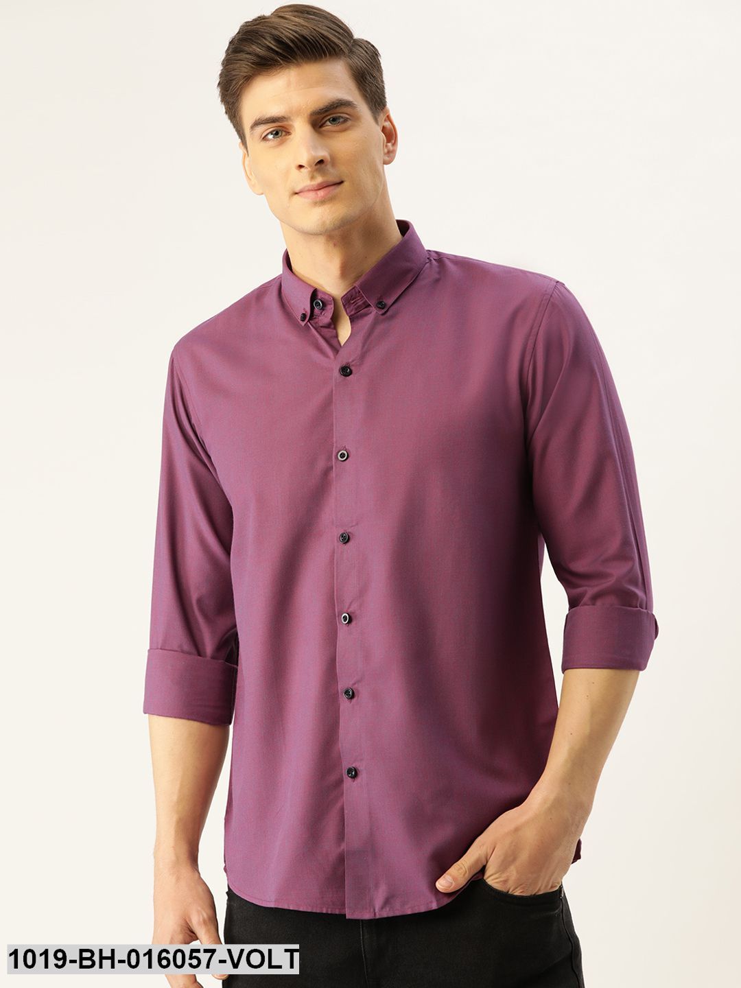 Men's Cotton Violet Casual Shirt