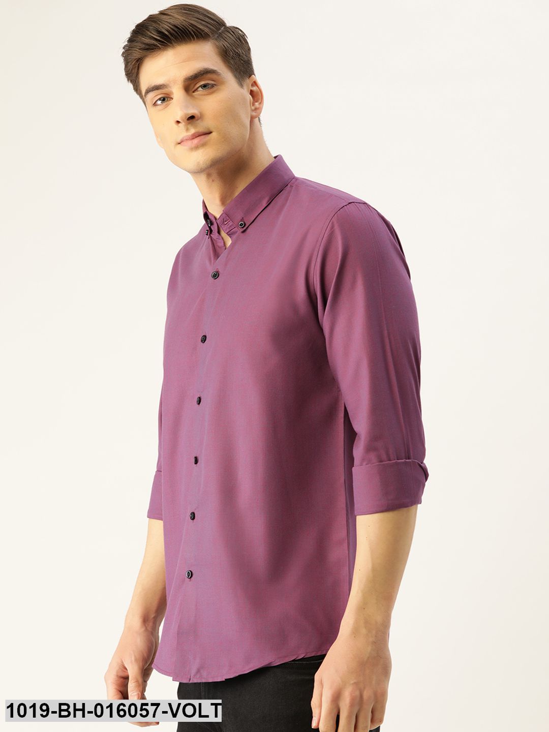 Men's Cotton Violet Casual Shirt