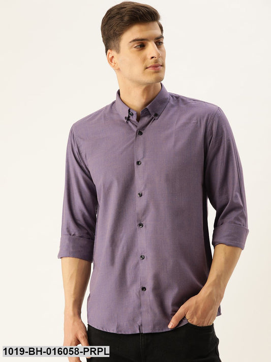 Men's Cotton Purple Casual Shirt