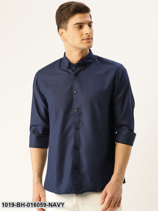 Men's Cotton Navy Blue Casual Shirt