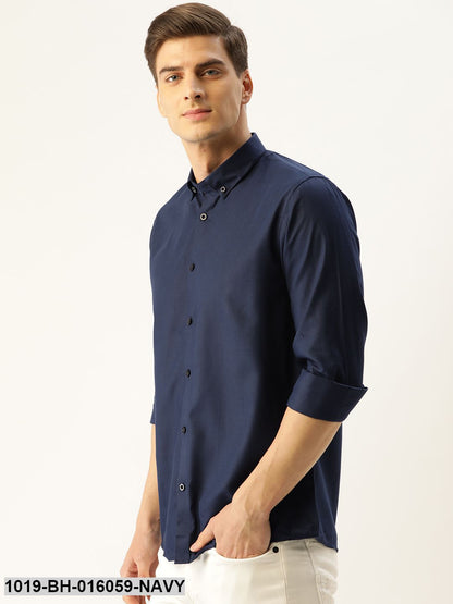 Men's Cotton Navy Blue Casual Shirt