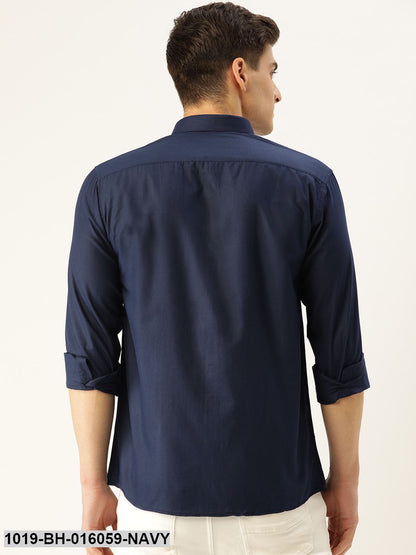 Men's Cotton Navy Blue Casual Shirt