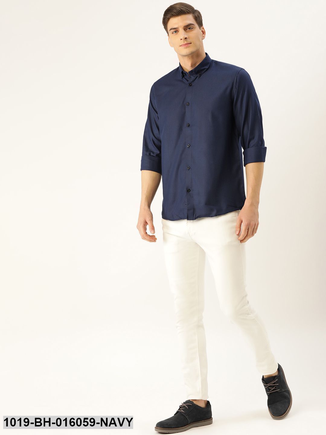 Men's Cotton Navy Blue Casual Shirt