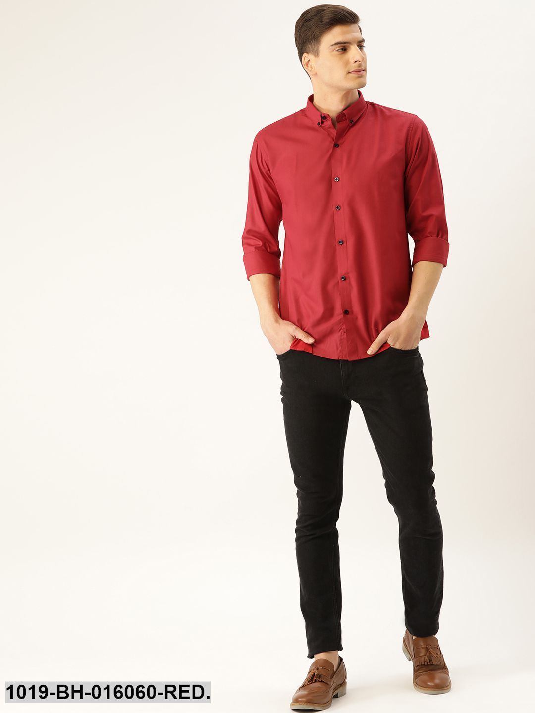 Men's Cotton Red Casual Shirt