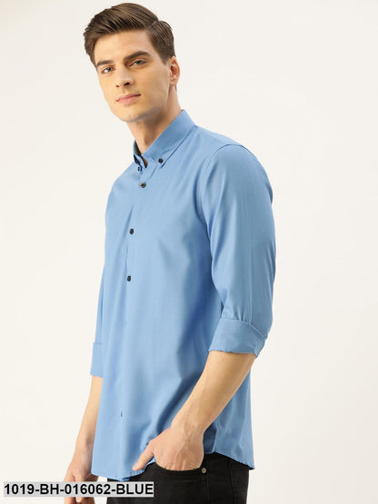 Men's Cotton Blue Casual Shirt