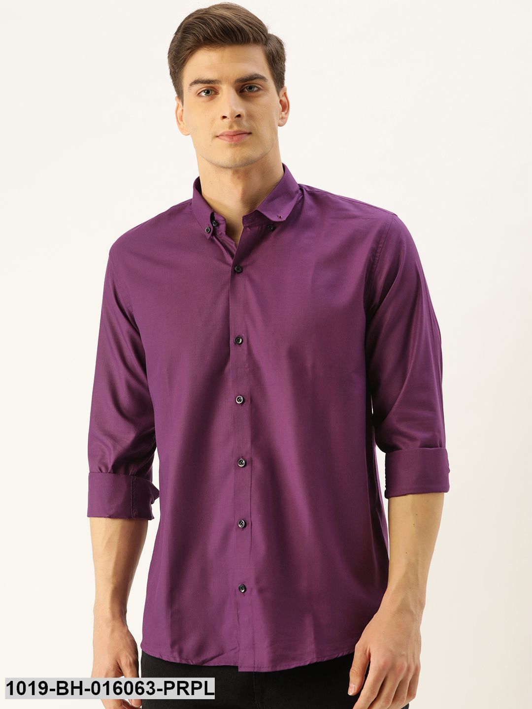 Men's Cotton Dark Purple Casual Shirt