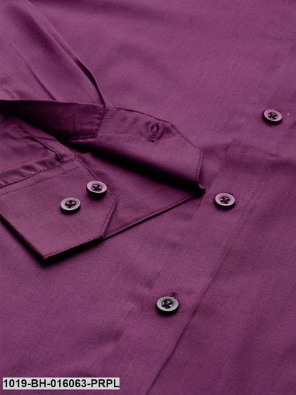 Men's Cotton Dark Purple Casual Shirt