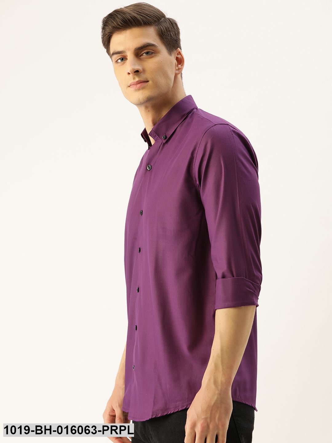 Men's Cotton Dark Purple Casual Shirt