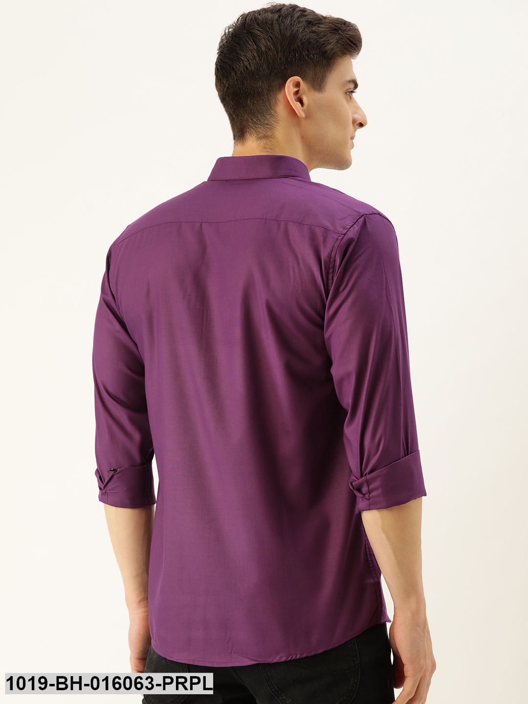 Men's Cotton Dark Purple Casual Shirt