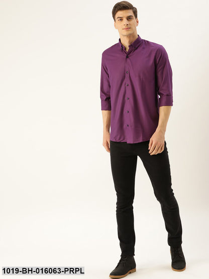 Men's Cotton Dark Purple Casual Shirt