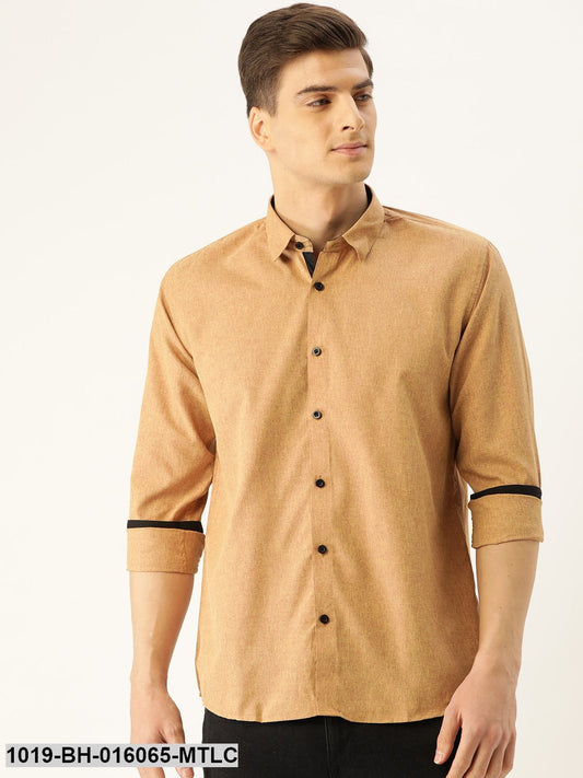 Men's Cotton Metallic Gold Casual Shirt