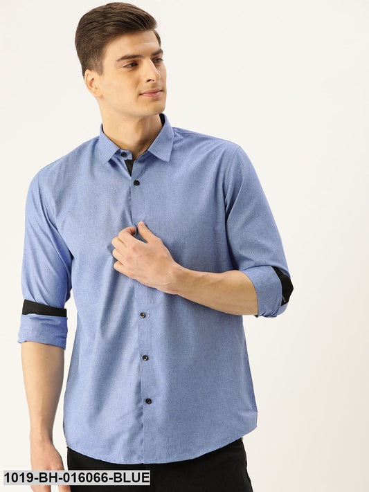 Men's Cotton Blue Casual Shirt