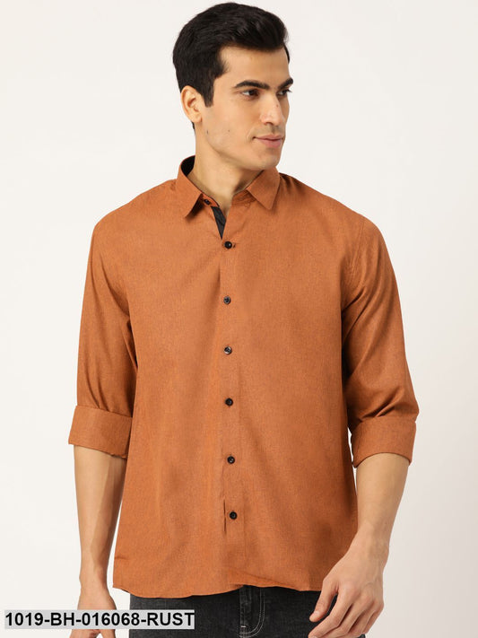 Men's Cotton Rust Casual Shirt