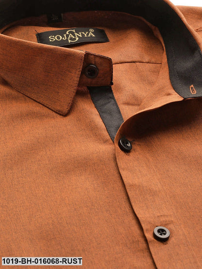 Men's Cotton Rust Casual Shirt