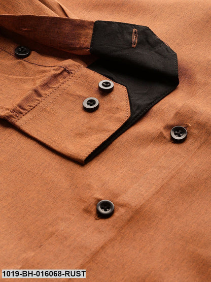 Men's Cotton Rust Casual Shirt