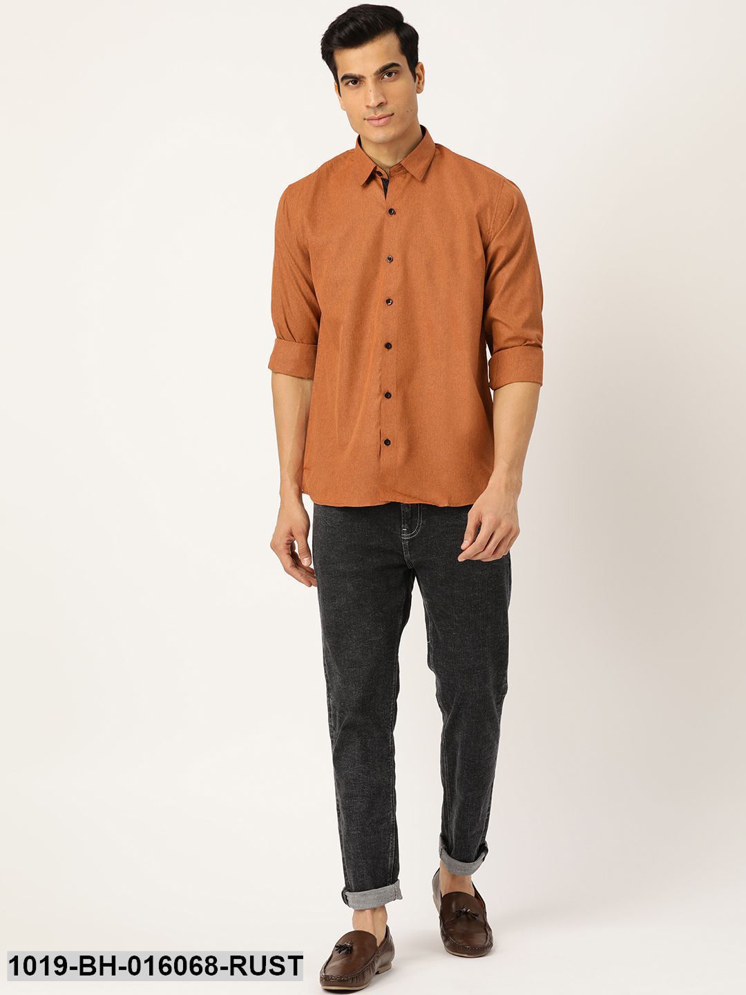 Men's Cotton Rust Casual Shirt