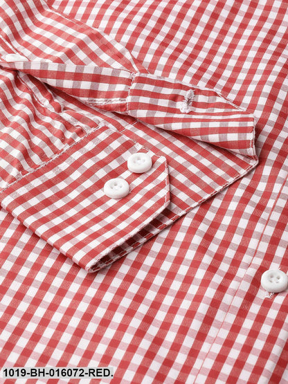 Men's Cotton Red & White Checked Casual Shirt