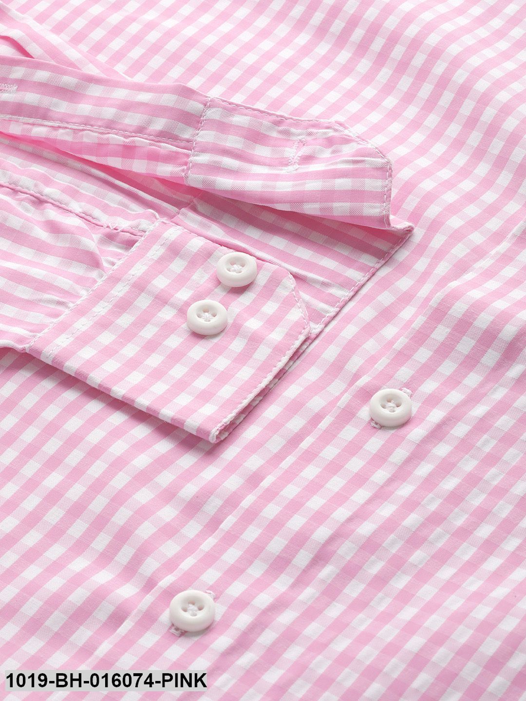 Men's Cotton Pink & White Checked Casual Shirt