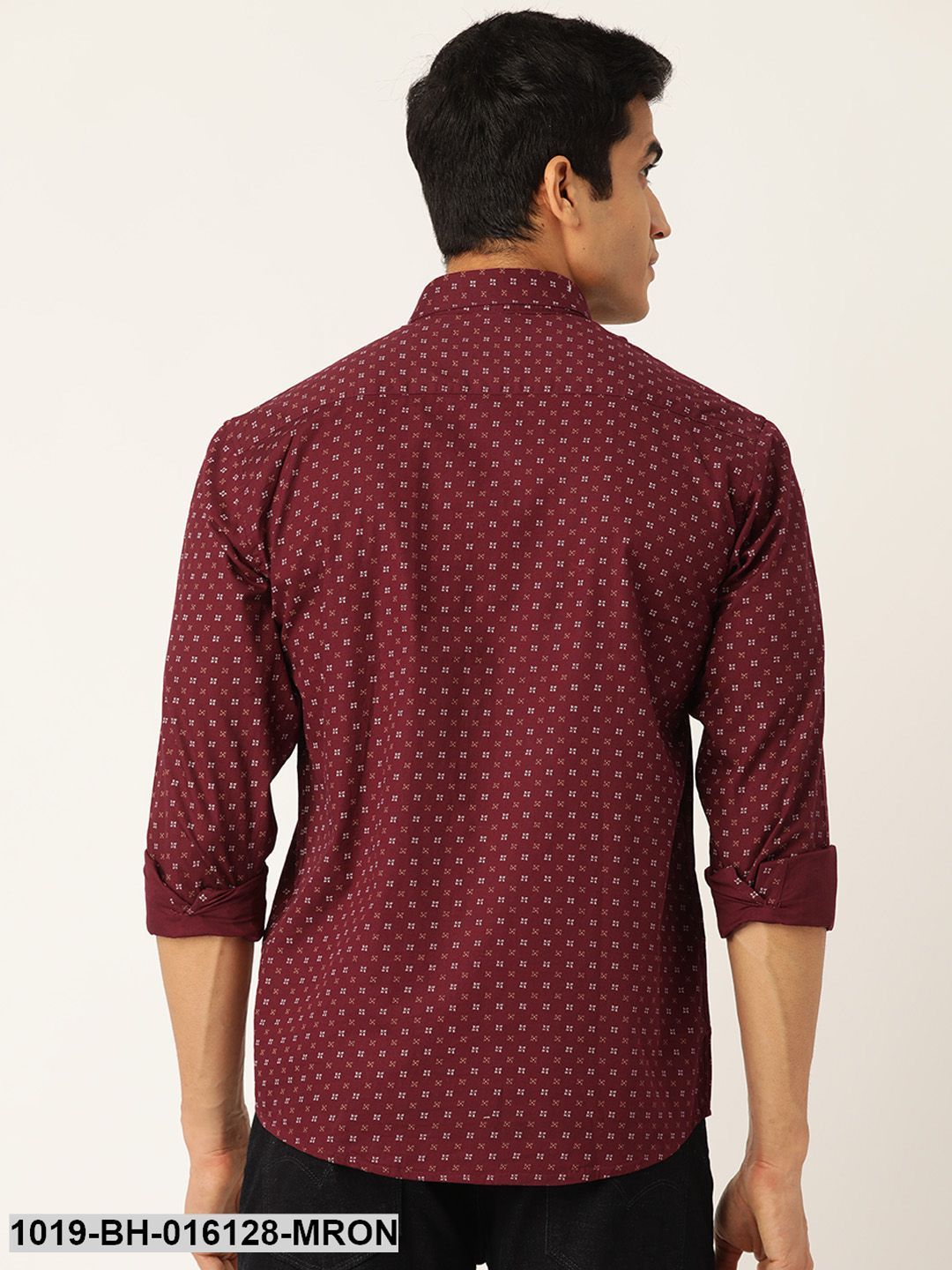 Men's Cotton Maroon & Multi Printed Casual Shirt