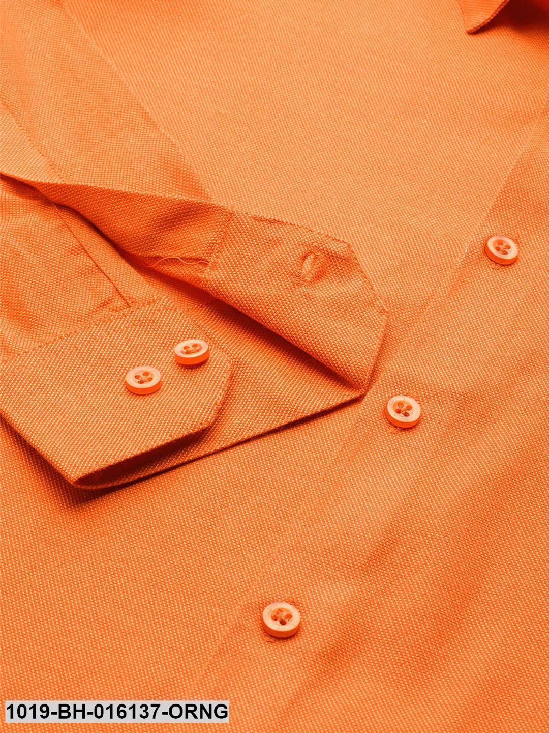 Men's Cotton Orange Self Design Casual Shirt