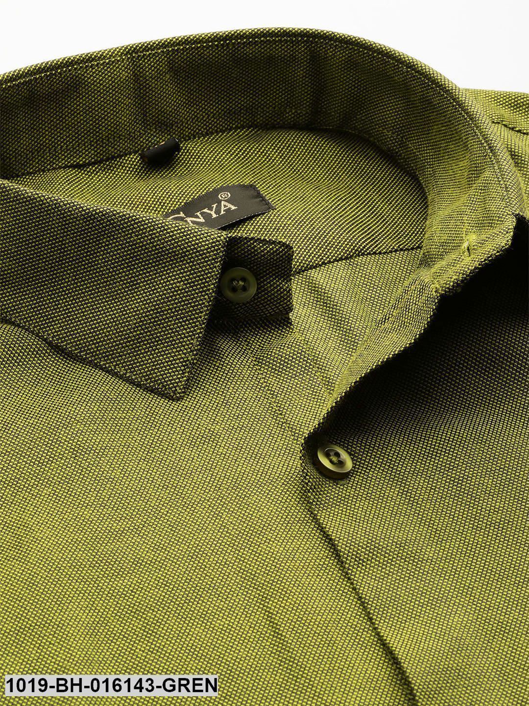 Men's Cotton Moss Green Self Design Casual Shirt