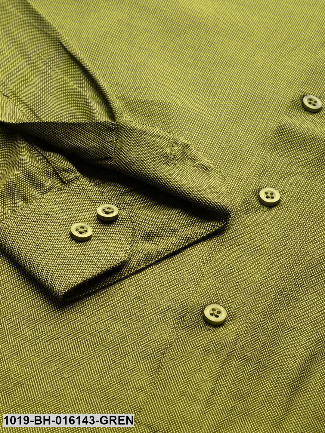 Men's Cotton Moss Green Self Design Casual Shirt