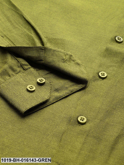 Men's Cotton Moss Green Self Design Casual Shirt