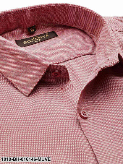 Men's Cotton Mauve Self Design Casual Shirt