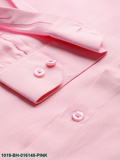 Men's Cotton Pink Self Design Casual Shirt